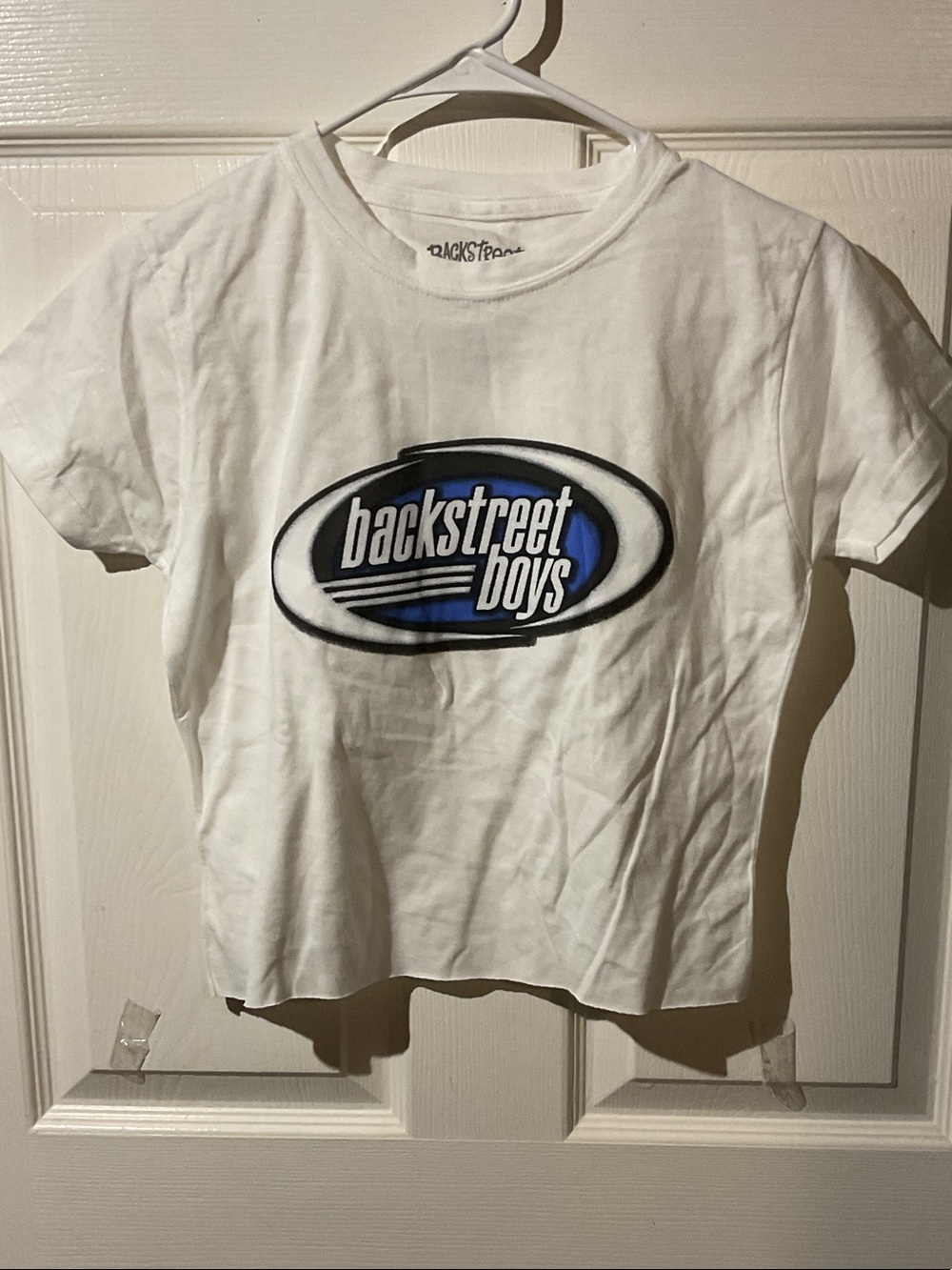 Backstreet Boys White Crop Tee with Blue Logo